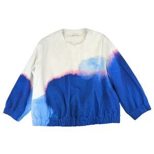 COS Printed Cotton Sweatshirt Oversized Crewneck Abstract Pattern Women's Medium